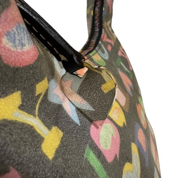 Dooney & Bourke Y2K Black Multi Color Letters Graffiti Signature Hobo Bucket Bag - Picture 13 of 15